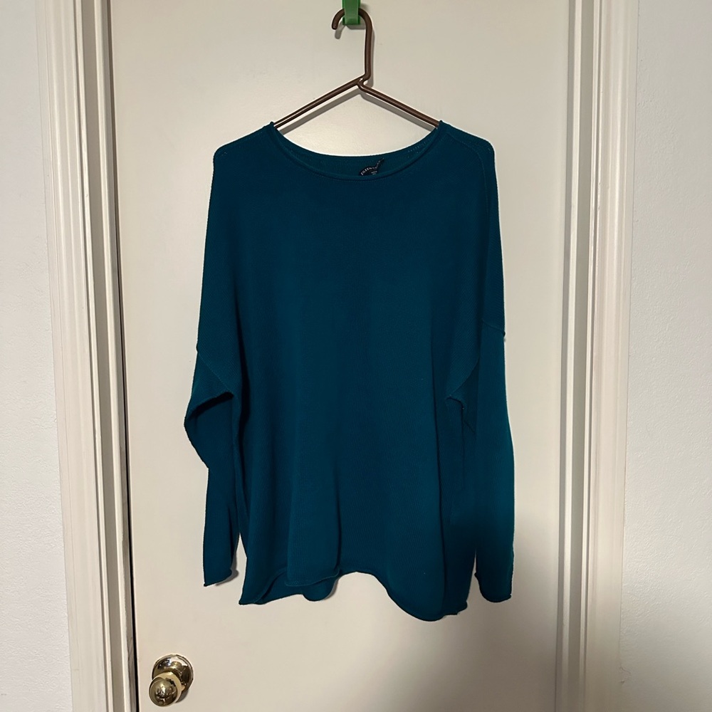 Eileen Fisher Teal Rolled Neck Long Sleeve Sweater. XL